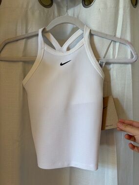 NWT Nike White Racerback Tank Top with Black Swoosh